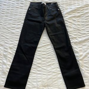 FRAME Black High Waisted Straight Leg Jeans